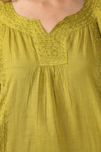Sakkas Embroidered 100% Cotton Semi-Sheer Short Sleeve Gauzy Top / Blouse