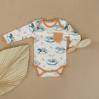 Organic Cotton Long Sleeve Bodysuit - Rocking Horse
