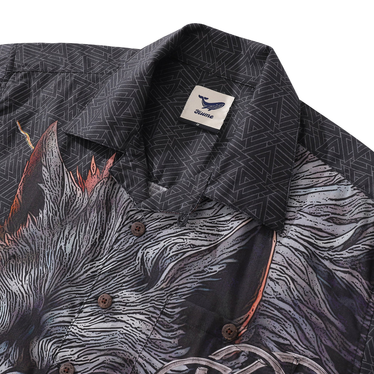 Hawaiian Shirt For Men Fenrir Print Shirt Camp Collar 100% Cotton By Cigar