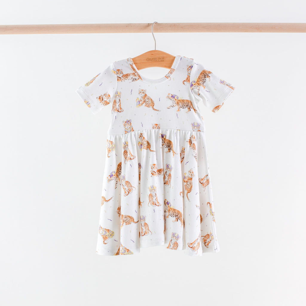 MVC: Purple Tigers Organic Cotton Twirl Dress