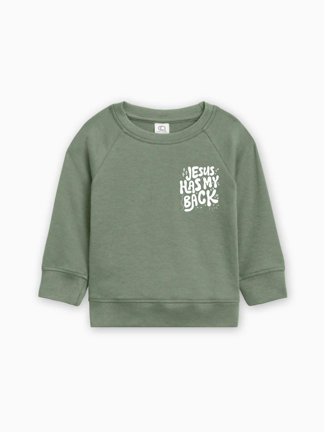 Jesus has my back Christian Organic Cotton Toddler Kids Pullover