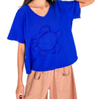 Women's 100% Cotton Gauze Turtle Top