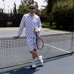 Men's Tennis Navy Sleep Shorts - Organic Cotton Poplin