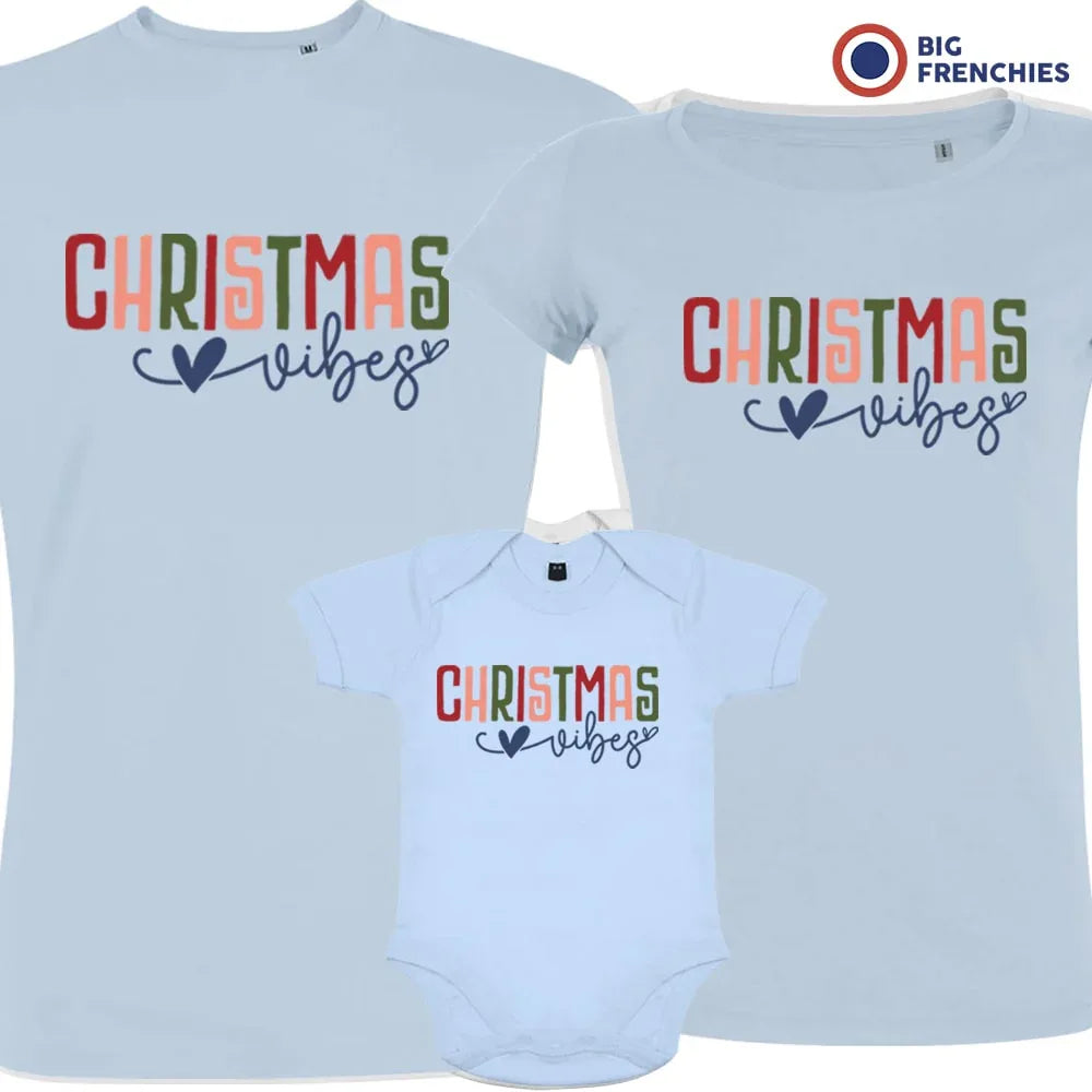 Christmas Vibes Matching Family Organic Tees (Set of 3)