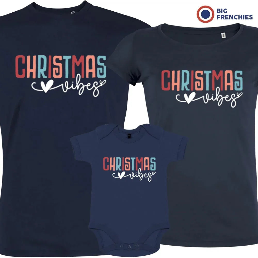 Christmas Vibes Matching Family Organic Tees (Set of 3)