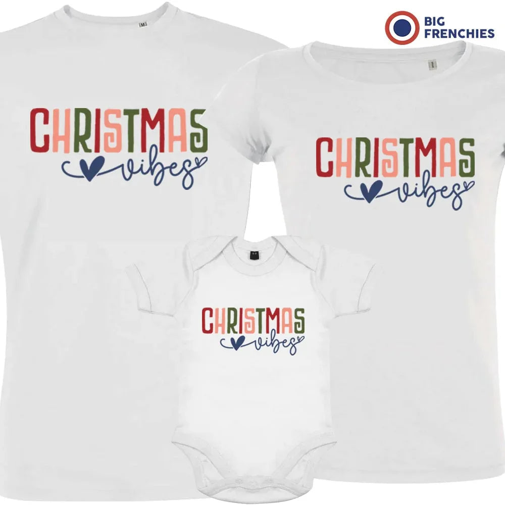 Christmas Vibes Matching Family Organic Tees (Set of 3)