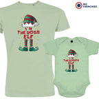 I'm The Boss The Sassy ELF Christmas Dad and Child Organic Cotton family Set (Set of 2)