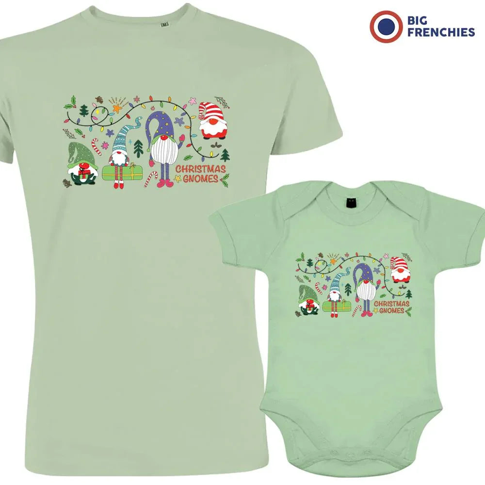 Christmas Gnomes Dad and Child Organic Cotton family Set (Set of 2)