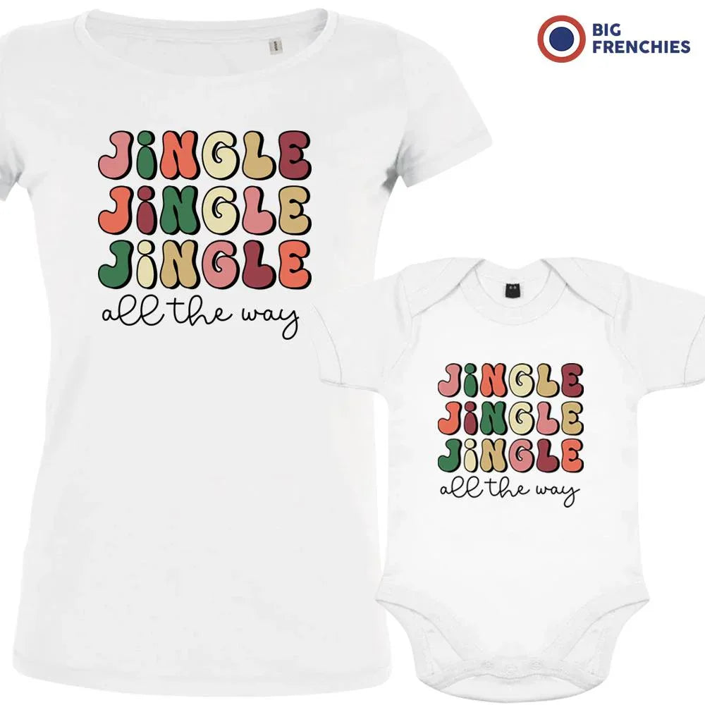Jingle All The Way Christmas Mom and Child Organic Cotton family Set (Set of 2)