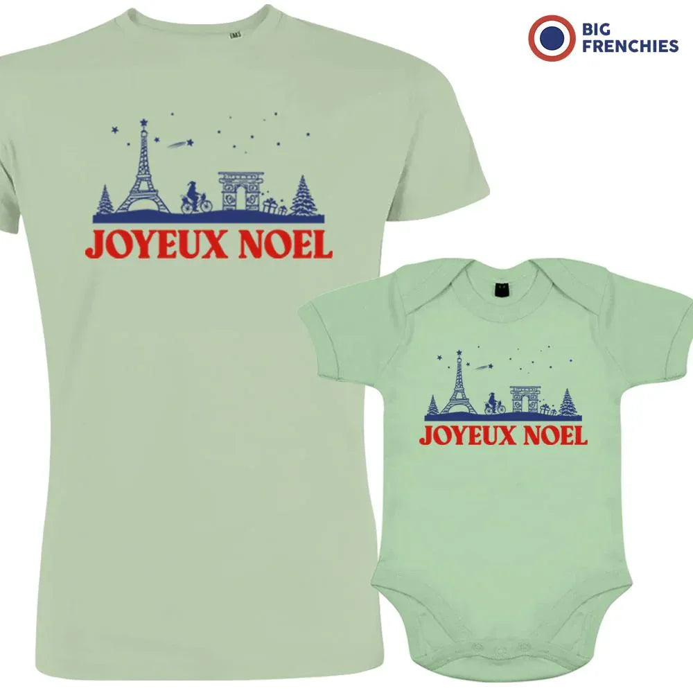 Joyeux Noël Paris Christmas Dad and Child Organic Cotton family Set (Set of 2)