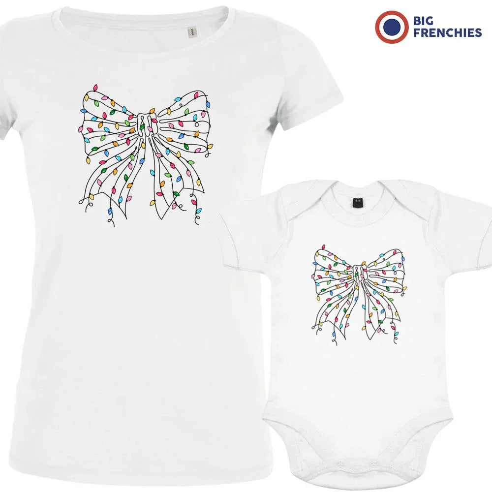 Christmas Bow Mom and Child Organic Cotton family Set (Set of 2)