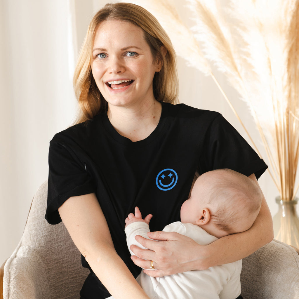 Mom Era Organic Cotton Nursing Tee - Blue