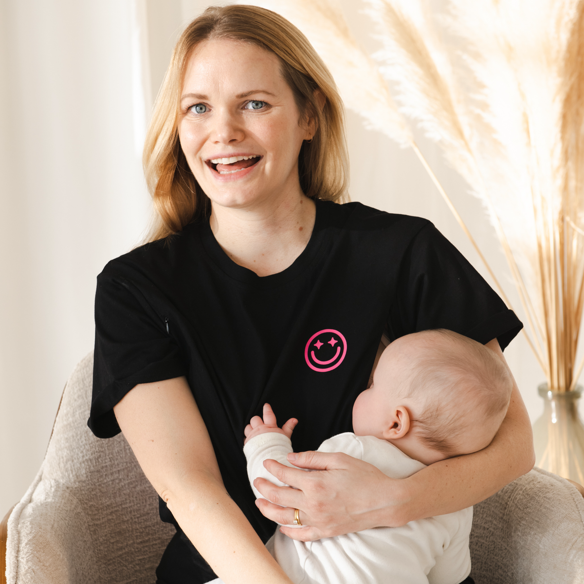 Mom Era Organic Cotton Nursing Tee - Pink