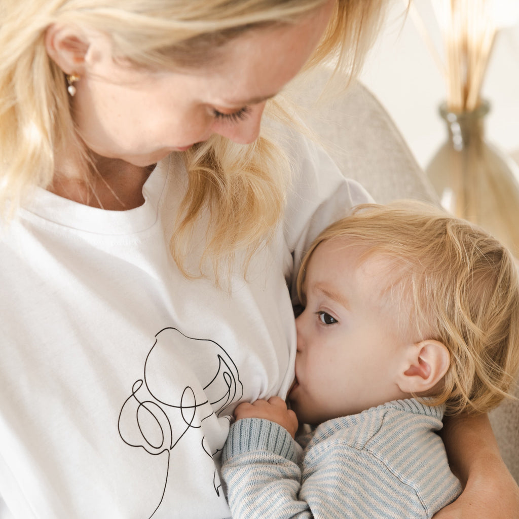 Motherhood Line Art Organic Cotton Nursing Tee