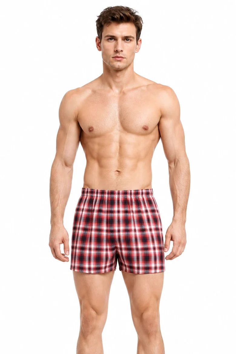 Men's Cotton Plaid Boxer Shorts