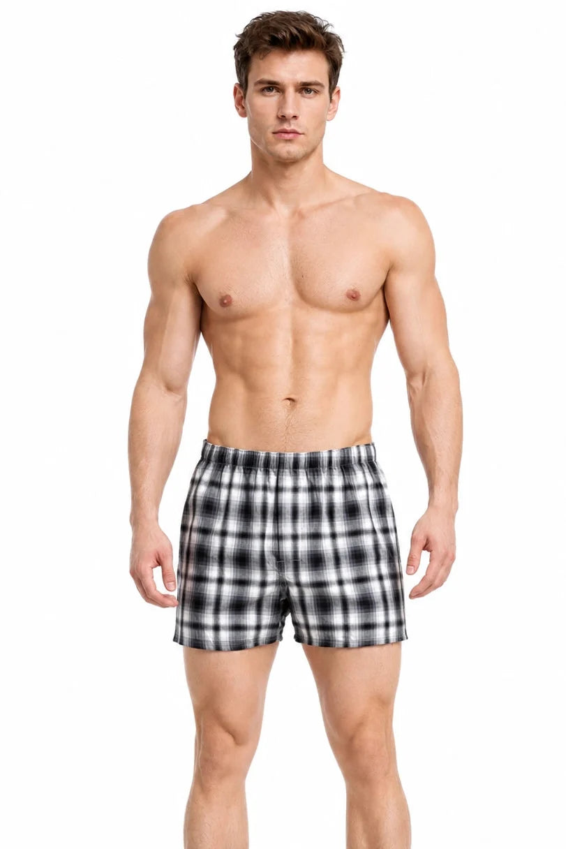 Men's Cotton Plaid Boxer Shorts