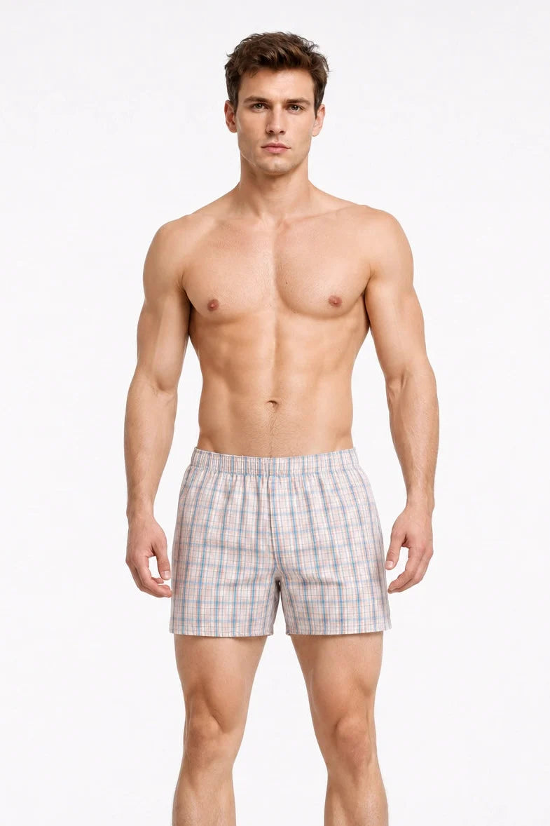 Men's Cotton Plaid Boxer Shorts
