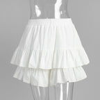 Ruffled Shorts Summer Polka Dot Solid Color High Waist Pure Cotton Shorts Pantskirt