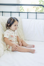 GOTS Certified Organic Cotton Short Sleeve Romper - Celadon Quail