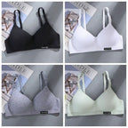 New Simple Cotton Girl Bra Underwear Student Bra Teen Thin Section Without Steel Ring Comfortable Sleep Bra Sports Vest