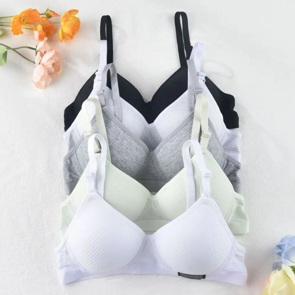 New Simple Cotton Girl Bra Underwear Student Bra Teen Thin Section Without Steel Ring Comfortable Sleep Bra Sports Vest