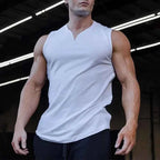 Cotton V-neck Gym Tank Top for Men
