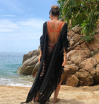 Handmade Frayed Maxi Beach Dress BO Swim Cover up 100% RAW Cotton