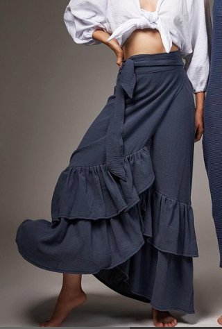 Swim Cover Up, Beach Maxi Skirt, 100% RAW Cotton Handmade