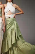 Swim Cover Up, Beach Maxi Skirt, 100% RAW Cotton Handmade