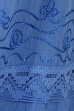 Sakkas Solid Embroidered Crochet Lace Trim Gypsy Bohemian Mid Length Cotton Skirt