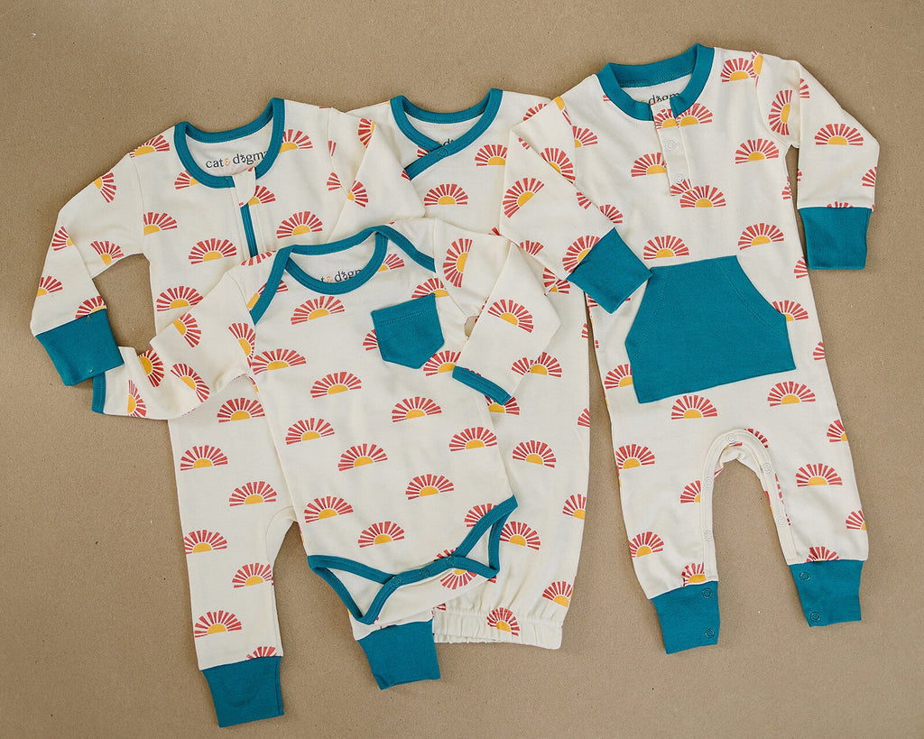 Organic Cotton Long Sleeve Bodysuit - Sunrise