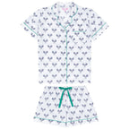 Women's Tennis Navy Short PJ Set - Organic Cotton Poplin