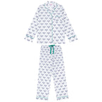Women's Tennis Navy Long PJ Set - Organic Cotton Poplin