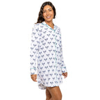 Women's Tennis Navy Night Shirt - Organic Cotton Poplin