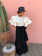Swim Cover Up, Beach Maxi Skirt, 100% RAW Cotton Handmade