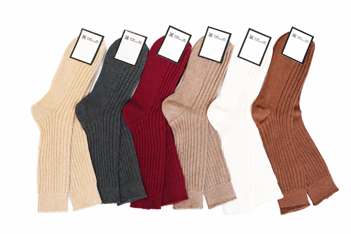 tittimitti® Men’s 100% Organic Cotton Boot Socks 3-Pack – Thick Warm Winter Socks Made in Italy
