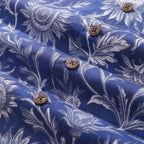 Hawaiian Shirt For Men Blue and White Porcelain Sunflower Camp collar Short Sleeve 100% Cotton Shirt By Sun