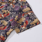 Hawaiian Shirt For Men Lonely Clouds and Free Cranes Print Shirt Camp Collar 100% Cotton By Yakima