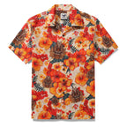 Tiki Hawaiian Shirt For Men Designer Floral Shirt Camp Collar 100% Cotton By Yakima