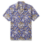 Hawaiian Shirt For Men Azure Garden Print Shirt Camp Collar 100% Cotton By Cigar
