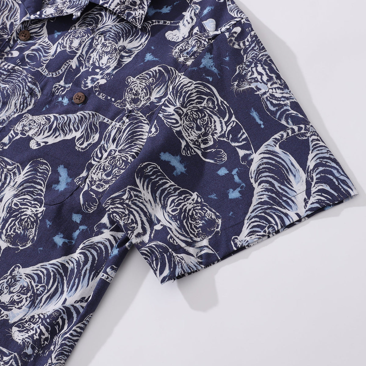 Hawaiian Shirt For Men Tiger King Contest Print Shirt Camp Collar 100% Cotton By Sherry