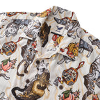 Cat Hawaiian Shirt For Men Ukiyo-e Art Print Camp Collar 100% Cotton Short Sleeve Shirt By Sun