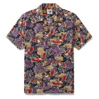 Hawaiian Shirt For Men Lonely Clouds and Free Cranes Print Shirt Camp Collar 100% Cotton By Yakima