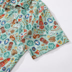 Hawaiian Shirt For Men TIKI Fiesta Print Shirt Camp Collar 100% Cotton By Sherry