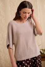 BiBi Short Dolman Sleeves Washed Knit Top