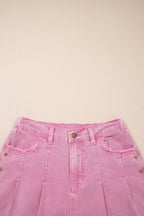 Studded Side Split Hem Wide Leg Jeans