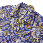 Hawaiian Shirt For Men Azure Garden Print Shirt Camp Collar 100% Cotton By Cigar