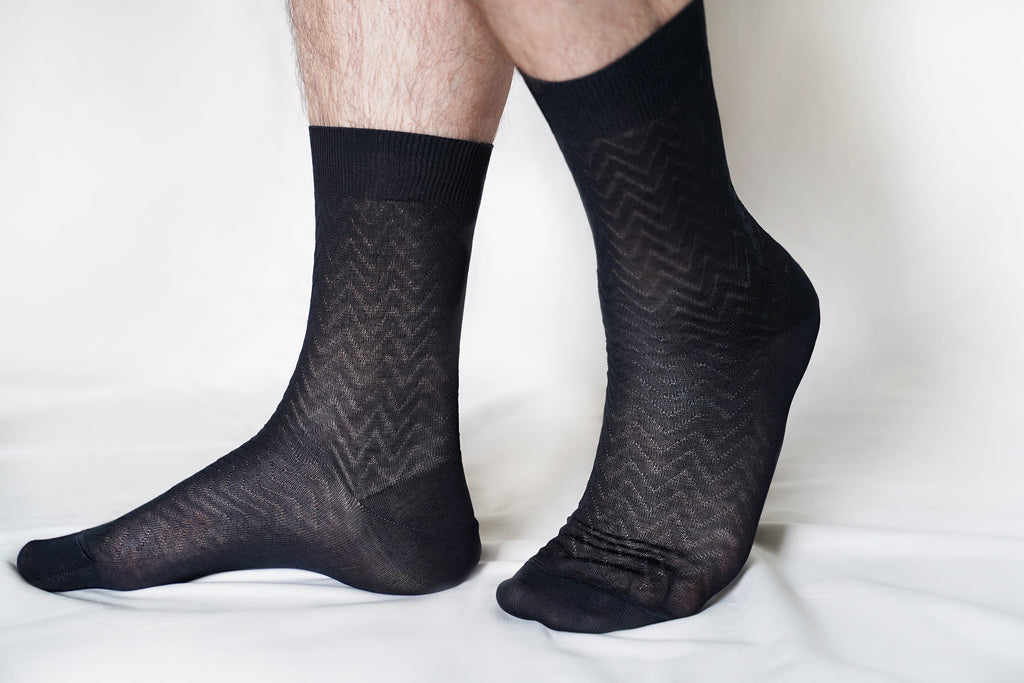 tittimitti® Men’s 100% Mercerized Cotton Dress Socks 1 Pair – Black, Made in Italy