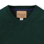 Fine Gauge V-Neck Organic Sweater with Elbow Patches - Baby