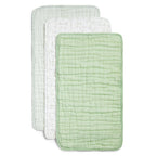 ORGANIC MUSLIN BURP CLOTHS, 3 PACK (PISTACHIO + CREAM)